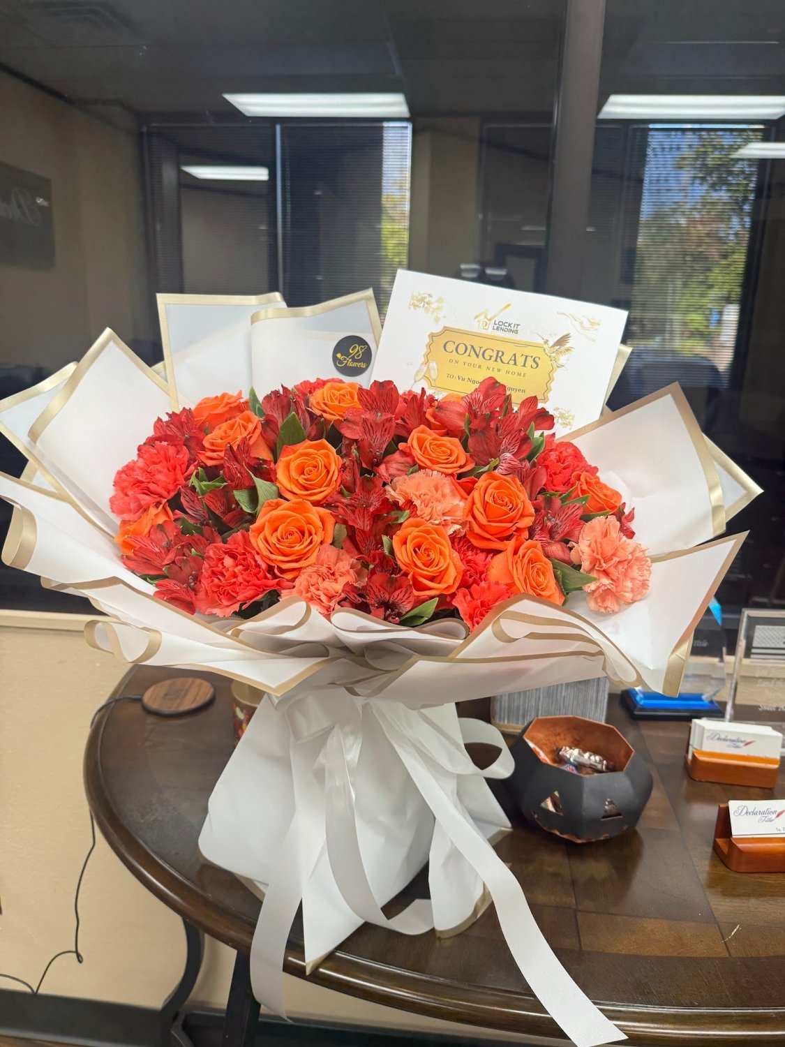 Orange Glow Rose Bouquet - 98 FLOWERS