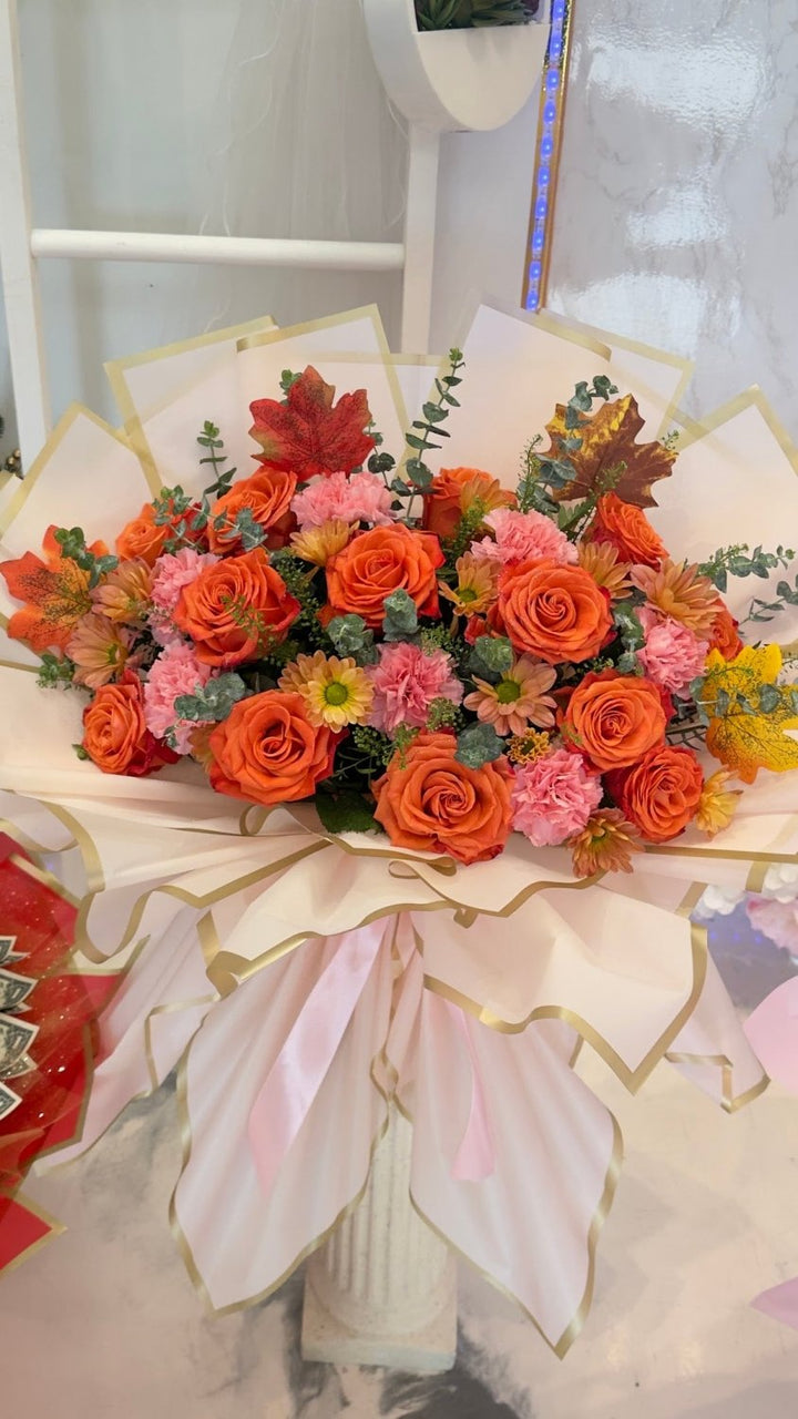 Orange Rose & Coral Gerbera Bouquet