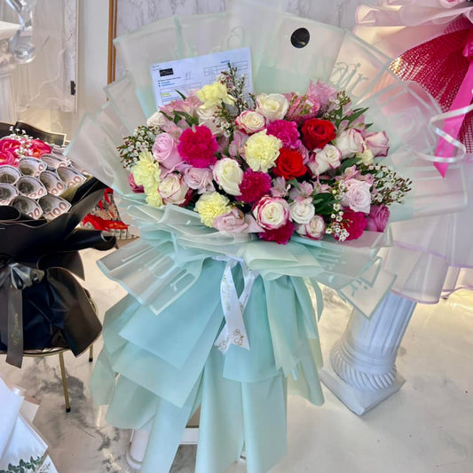 Pastel Harmony Grand Bouquet - 98 FLOWERS
