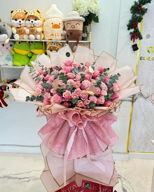 Pink Elegance Giant Bouquet - 98 FLOWERS