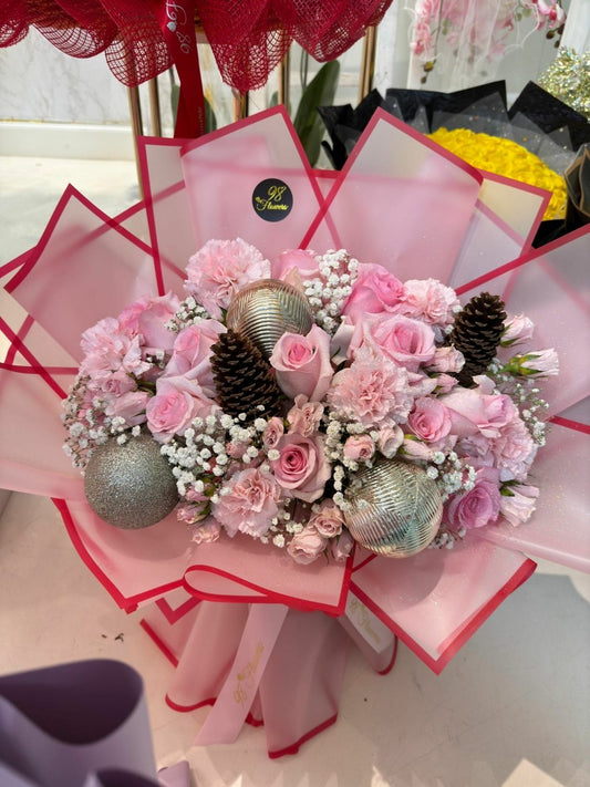 Pink Frost Bouquet - 98 FLOWERS