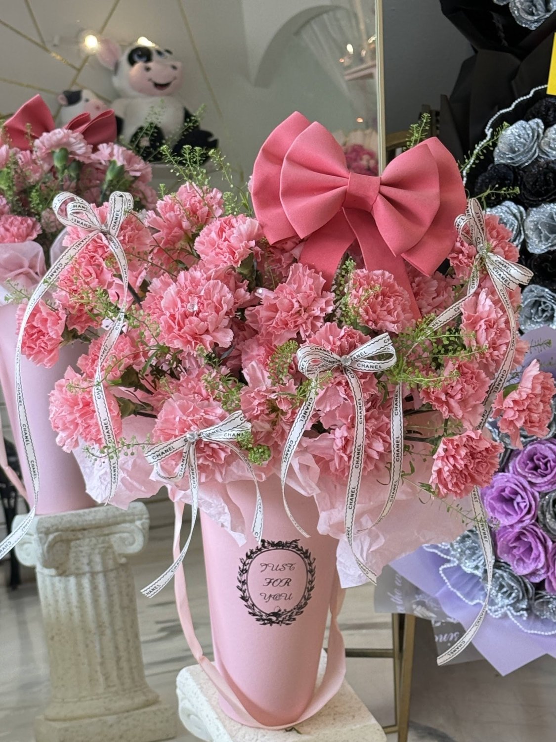 Pink Garden Grand Opening Flowers with Oversized Bow - 98 FLOWERS