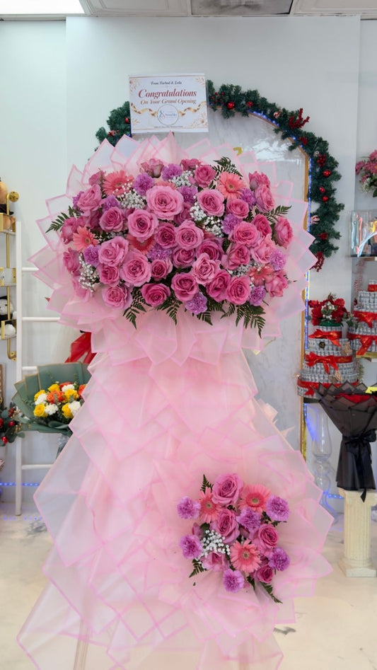 Pink & Lavender Two Tier Grand Opening Stand - 98 FLOWERS