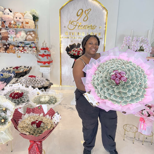 Pink Prosperity Bouquet - 98 FLOWERS