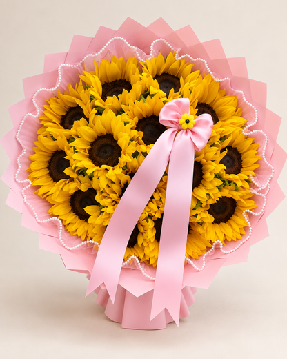 Pink Ribbon Sunshine – Sunflower Bouquet — clear product view