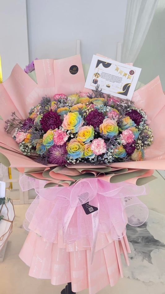 Rainbow Fantasy Grand Bouquet - 98 FLOWERS