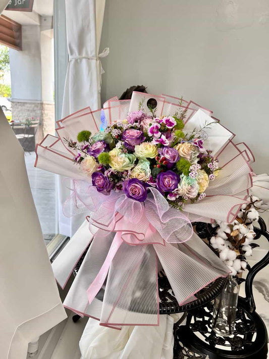 Rainbow Rose Bouquet - 98 FLOWERS