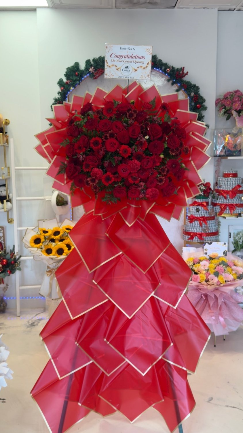 Red Rose Two Tier Grand Opening Stand - 98 FLOWERS