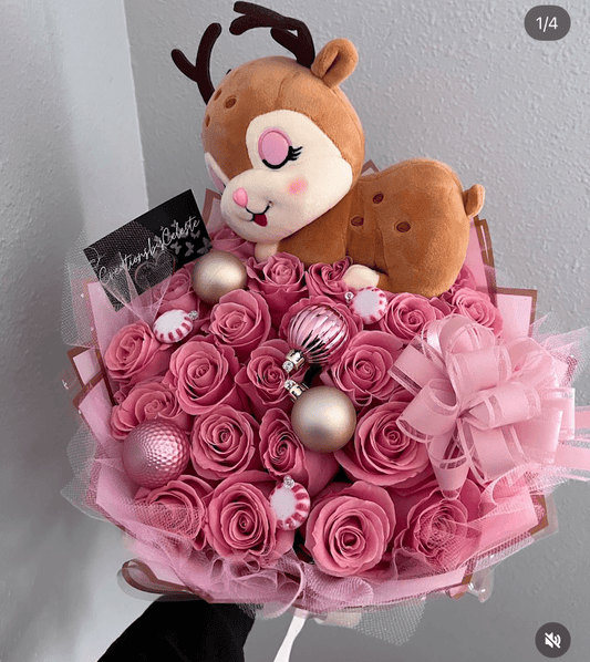 Rudolph Sweet Pink Bouquet - 98 FLOWERS