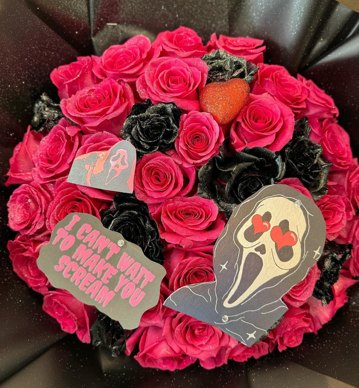 "Scream for Love" Halloween Rose Bouquet - 98 FLOWERS