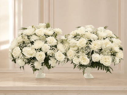 Serene Farewell Funeral Vase Pair - 98 FLOWERS