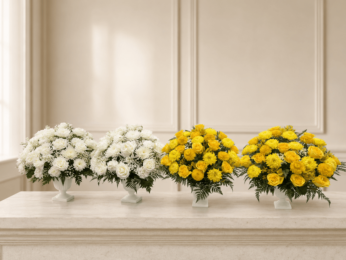 Serene Farewell Funeral Vase Pair - 98 FLOWERS
