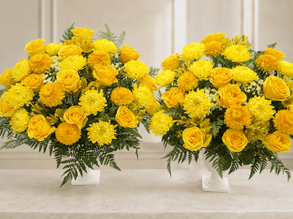 Serene Farewell Funeral Vase Pair - 98 FLOWERS