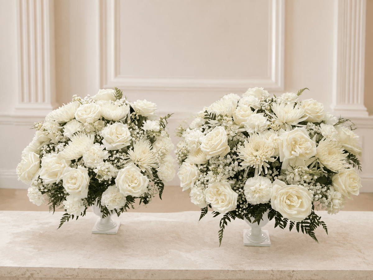 Serene Farewell Funeral Vase Pair - 98 FLOWERS