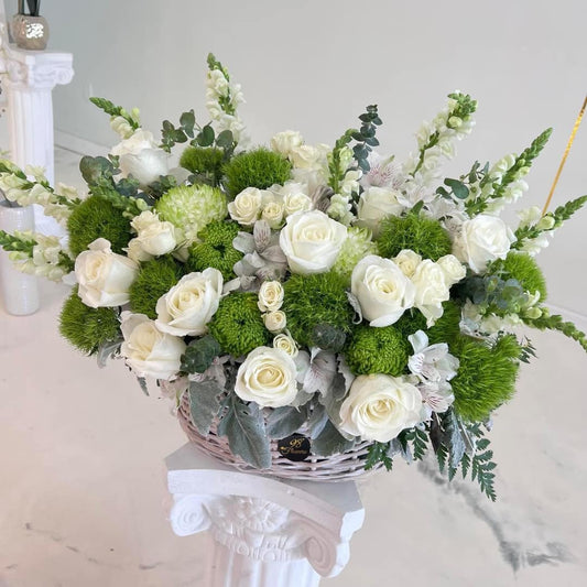 Serenity Garden Sympathy Basket - 98 FLOWERS