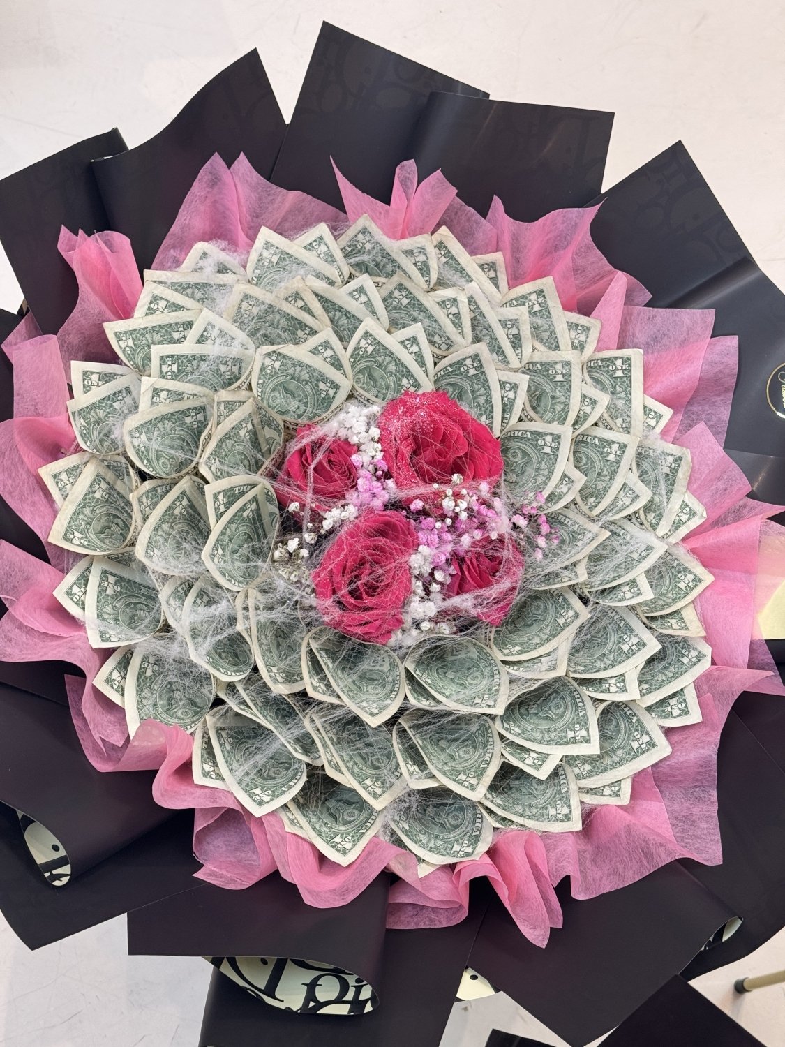 Spooky Cash Kiss – Red Rose Halloween Money Bouquet - 98 FLOWERS