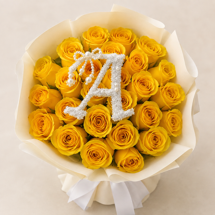 Sunlit Charm – 25 Yellow Roses