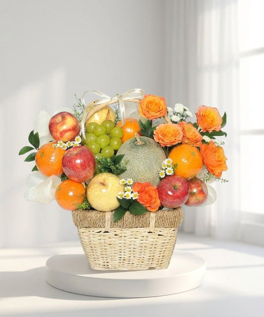 Sunrise Orchard Fruit Flower Basket - 98 FLOWERS