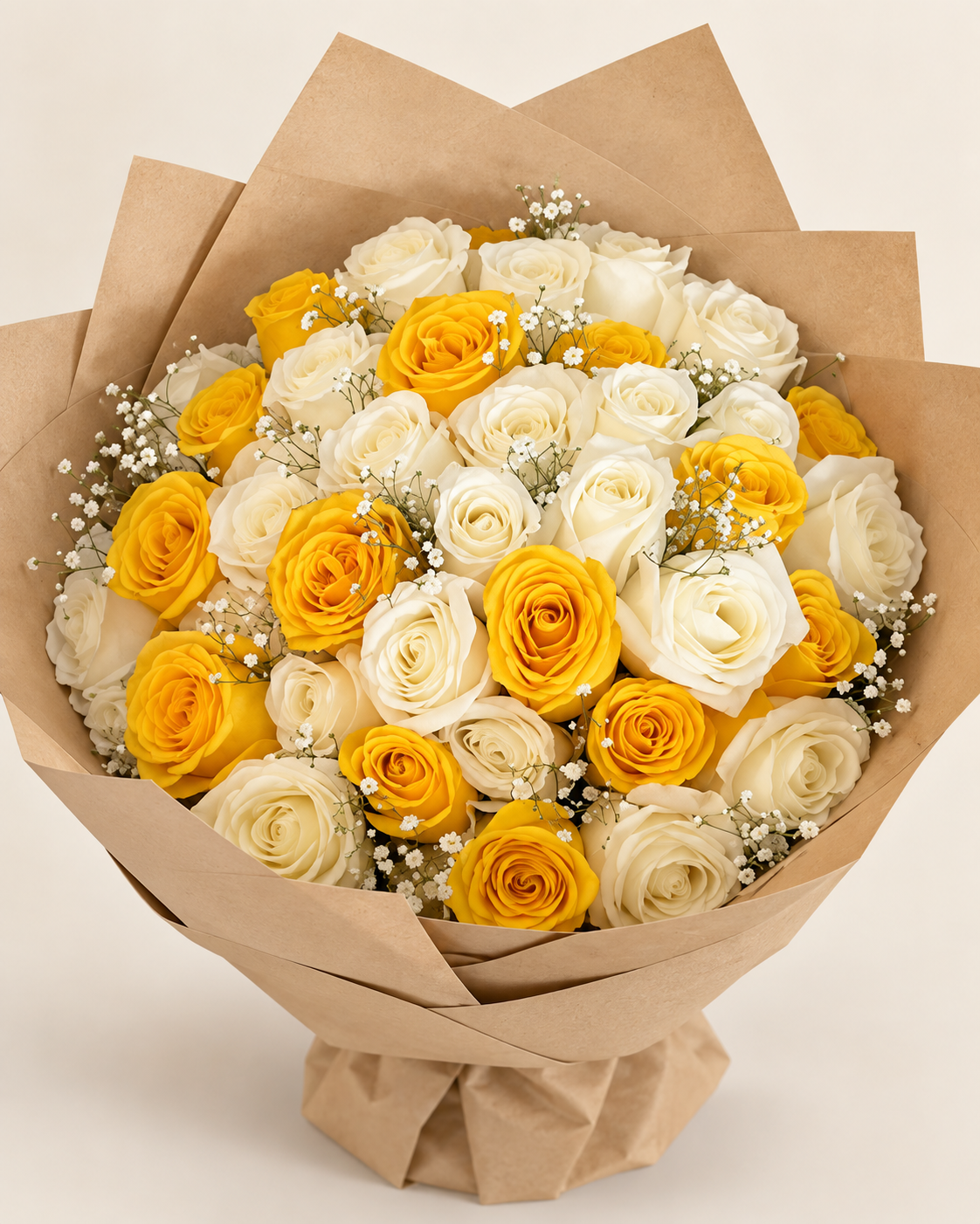Vanilla Sunshine – Yellow & White Rose Bouquet — clear product view