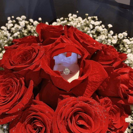 3D Pop Up Red Rose Rings Box Engagement Propose Marriage Wedding Ring Case  Valentines Love Gifts Jewelry Display Storage Holder