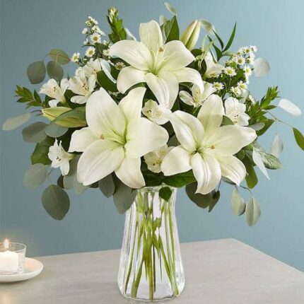White Lily Bouquet for Sympathy  