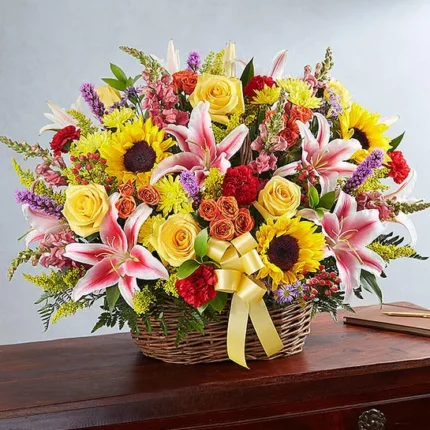 Multicolor Bright Sympathy Basket Arrangement  