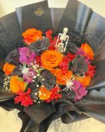 Spooky Sparkle Spectacle mixed flower bouquet, orange flower 