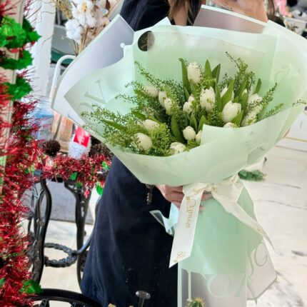 Serene Celebration Bouquet flower bouquet white, green and white flower bouquets, white flower bouquet, white rose flower bouquet 