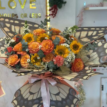 Sunlit Butterfly Bouquet mixed flower bouquet, orange flower 