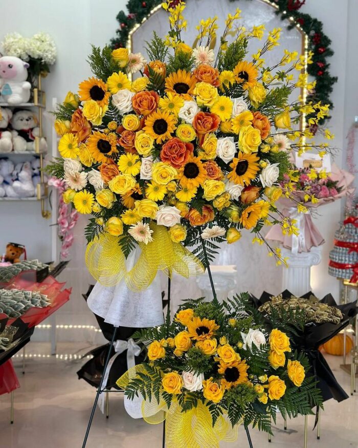 Sunshine Celebration Standee mixed flower bouquet 