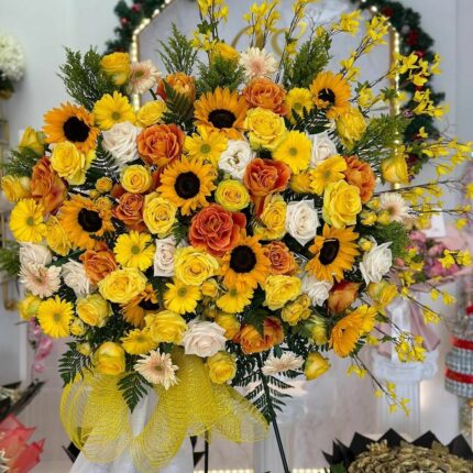 Sunshine Celebration Standee mixed flower bouquet 