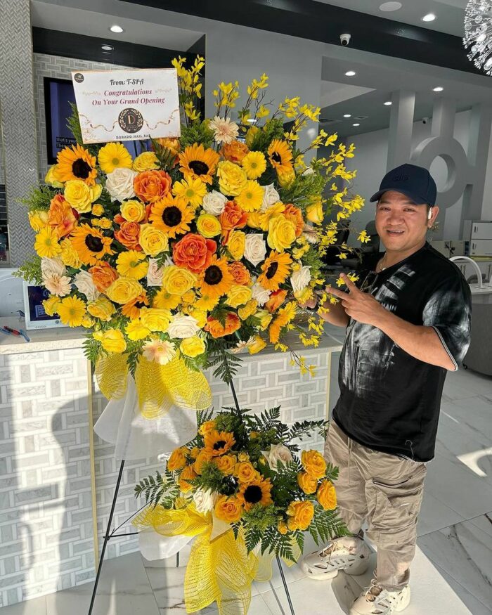 Sunshine Celebration Standee mixed flower bouquet 