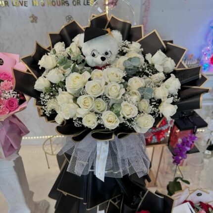 Graduation White Rose SplendorSuper Dad Celebration Bouquet  