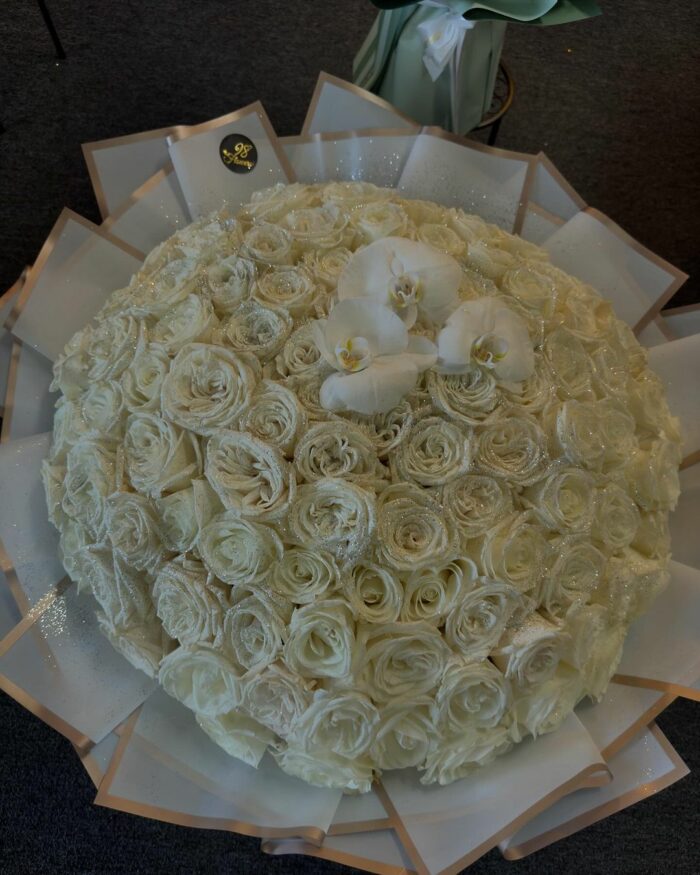 Eternal Elegance White Rose Bouquet rounded bouquet, white, white rose bouquet 