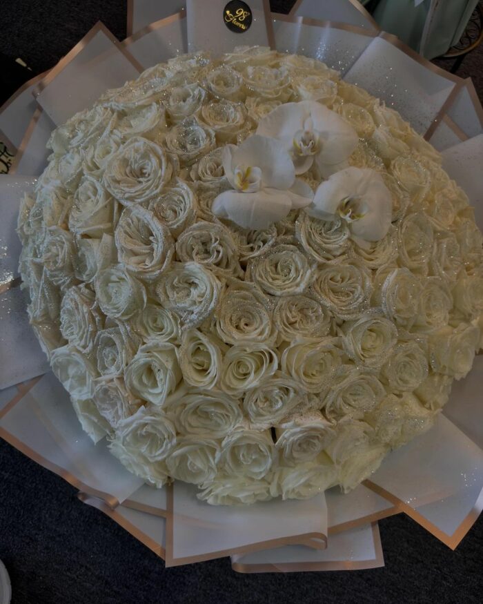 Eternal Elegance White Rose Bouquet rounded bouquet, white, white rose bouquet 