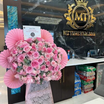 Pink Grandeur Grand Opening Standee flower by pink, pink roses 