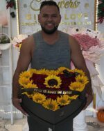 Sunlit Heart Rose and Sunflower Box  