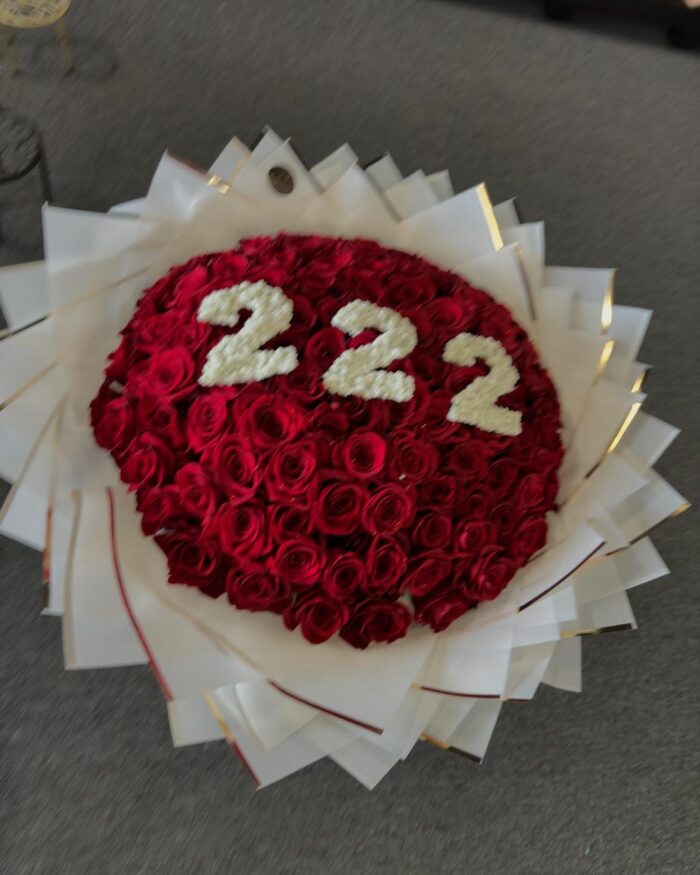 Numerical Elegance Red Rose Bouquet red roses, rounded bouquet 