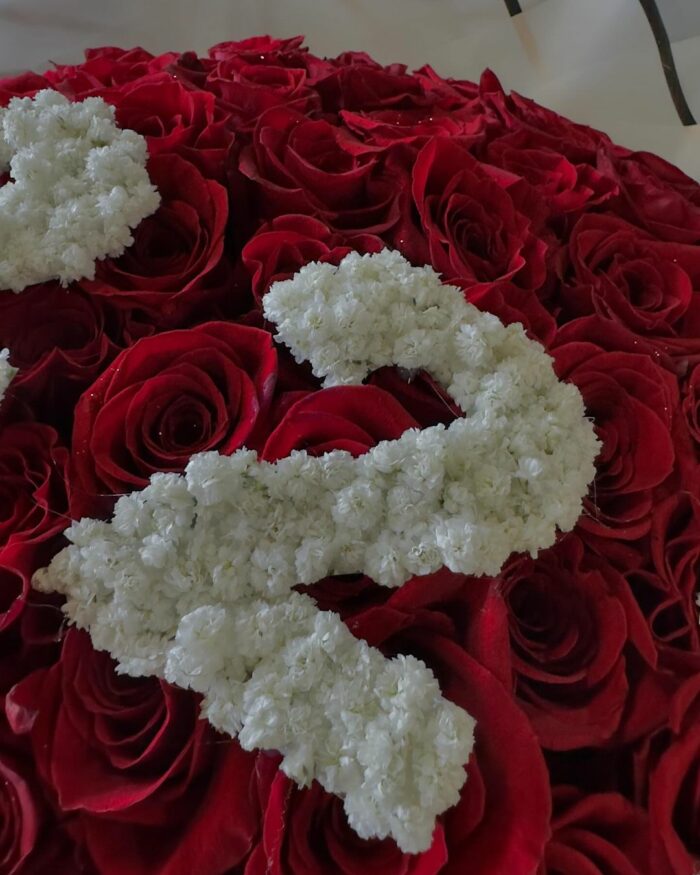 Numerical Elegance Red Rose Bouquet red roses, rounded bouquet 