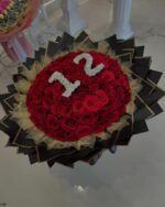 Golden Aura Numbered Rose Display red roses, rounded bouquet 