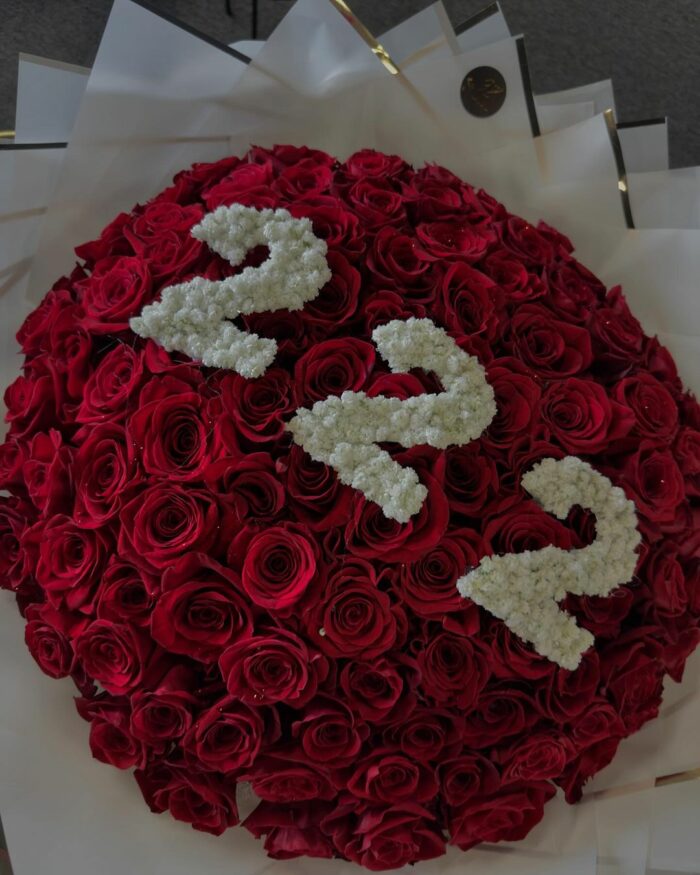 Numerical Elegance Red Rose Bouquet red roses, rounded bouquet 