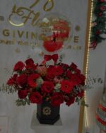 Red Passion Grand Opening Floral Arrangement red, red flower box, red roses, roses 