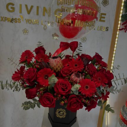 Red Passion Grand Opening Floral ArrangementChanel Extravagance Money Bouquet red, red flower bouquet 