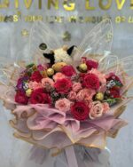 Sweet Surprise Candy & Rose Bouquet with Plush Toy  