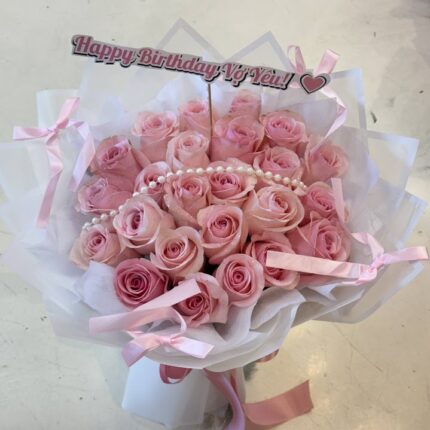 Blushing Elegance Bouquet – Pink Celebration   Pink Pearl Romance – Birthday EditionBlushing Elegance Bouquet – Pink Celebration