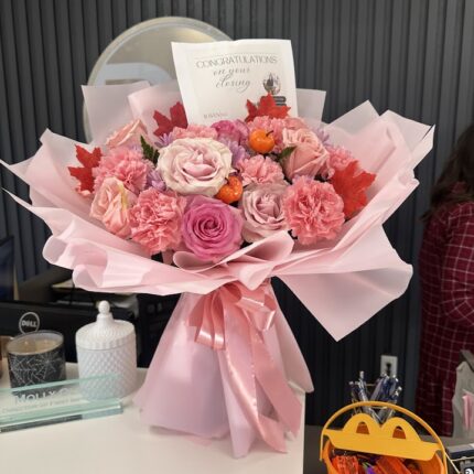 Blushing Elegance Bouquet – Pink Celebration   Blushing Elegance Bouquet – Pink CelebrationBlushing Elegance Bouquet – Pink Celebration