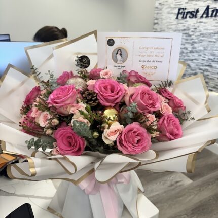 Blushing Holiday BloomLuxury Christmas Red Bouque  