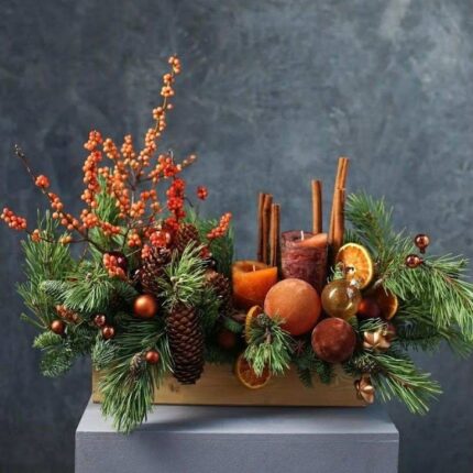 Cinnamon Glow CenterpieceCrimson Noel Bouquet  