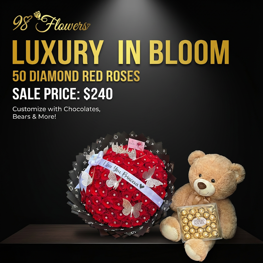 50 Red Roses Luxury Bouquet 50 Red Roses Luxury Bouquet