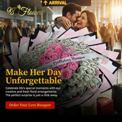 Money Flower Bouquet with Plush Cow  